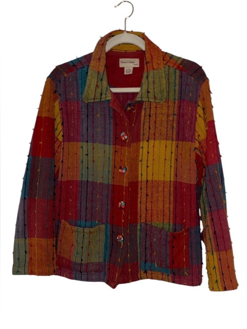 Vintage Resort Wear North multicolour textured patchwork jacket Sz L